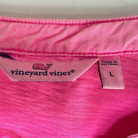 Vineyard Vines Hot Pink T Shirt Dress Tassel Tie Neck Size Large Fuchsia - Picture 2 of 4